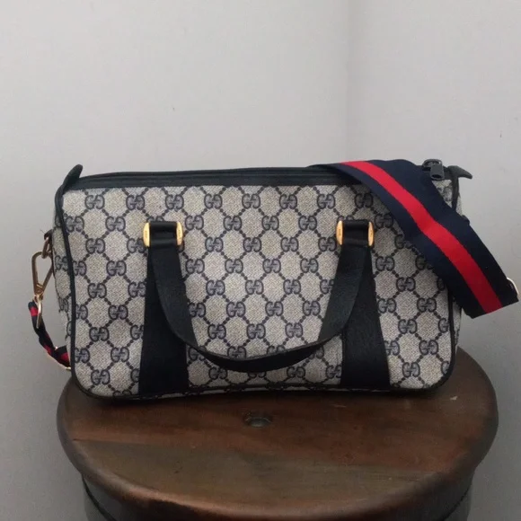 Authentic Vintage Gucci GG Monogram Supreme Sherry Web Ophidia Boston Doctor Bag - Picture 5 of 11